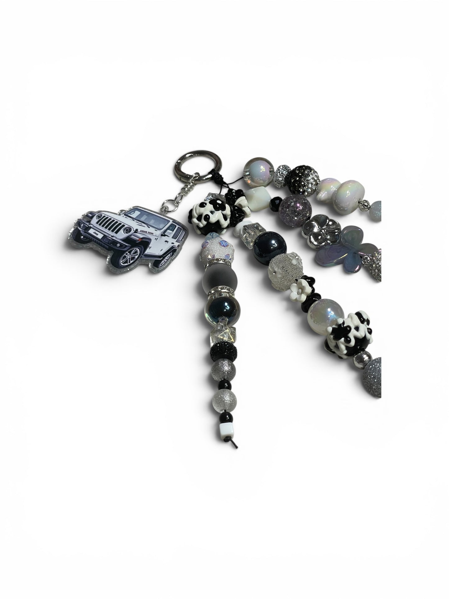 Jeep White and Black Bag Charm