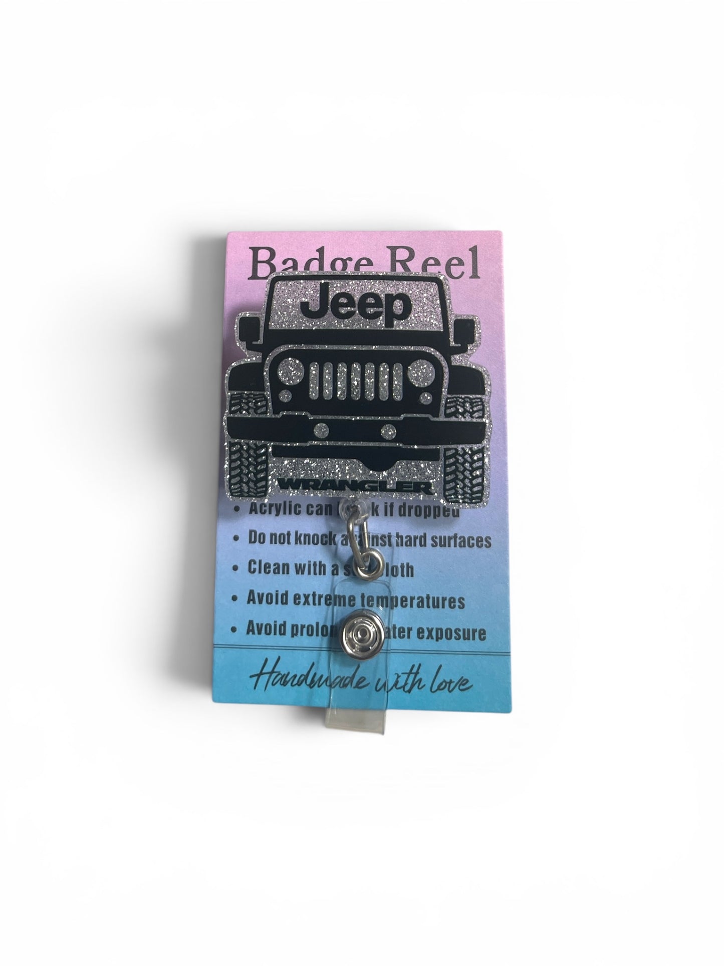 Black and Silver Jeep Badge Reel