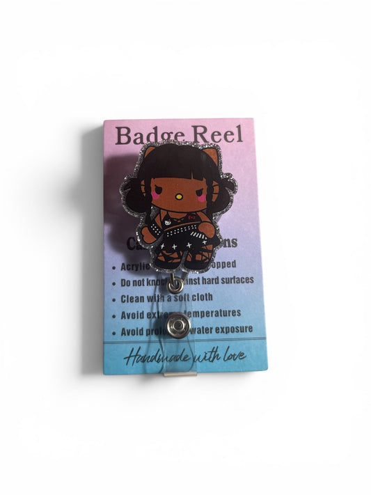 Hello Kitty Black Character Badge Reel