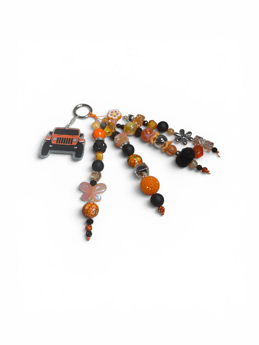 Jeep Black and Orange Bag Charm