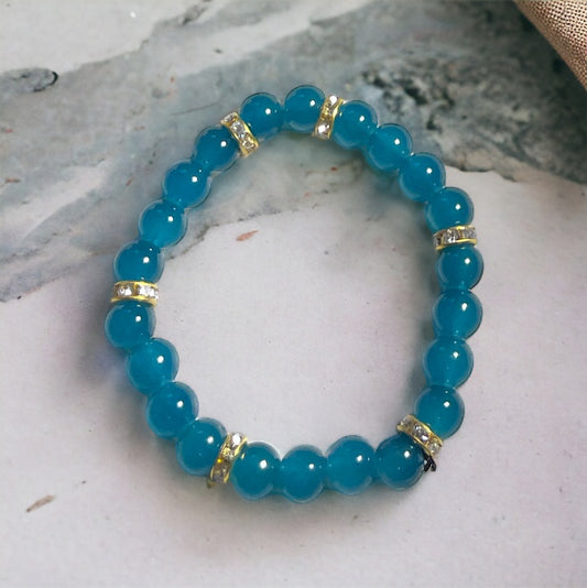 Blue Bracelet handmade with glass beads.