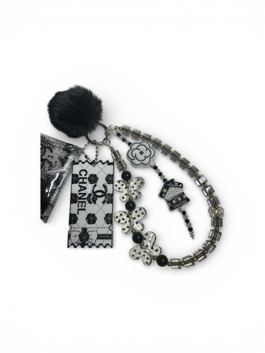 Black and White CC Bag Charm Wristlet