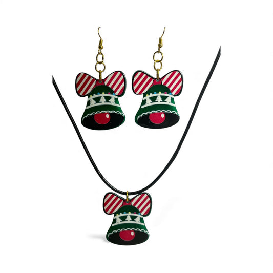 Christmas Bell Necklace and Earring Set