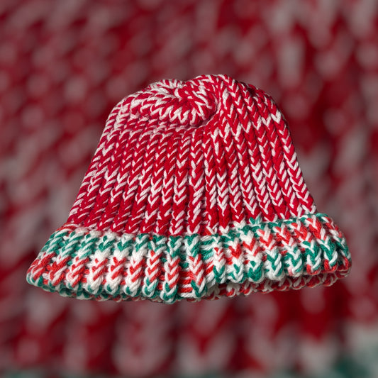 Red, White and Green Handmade Knitted Hat