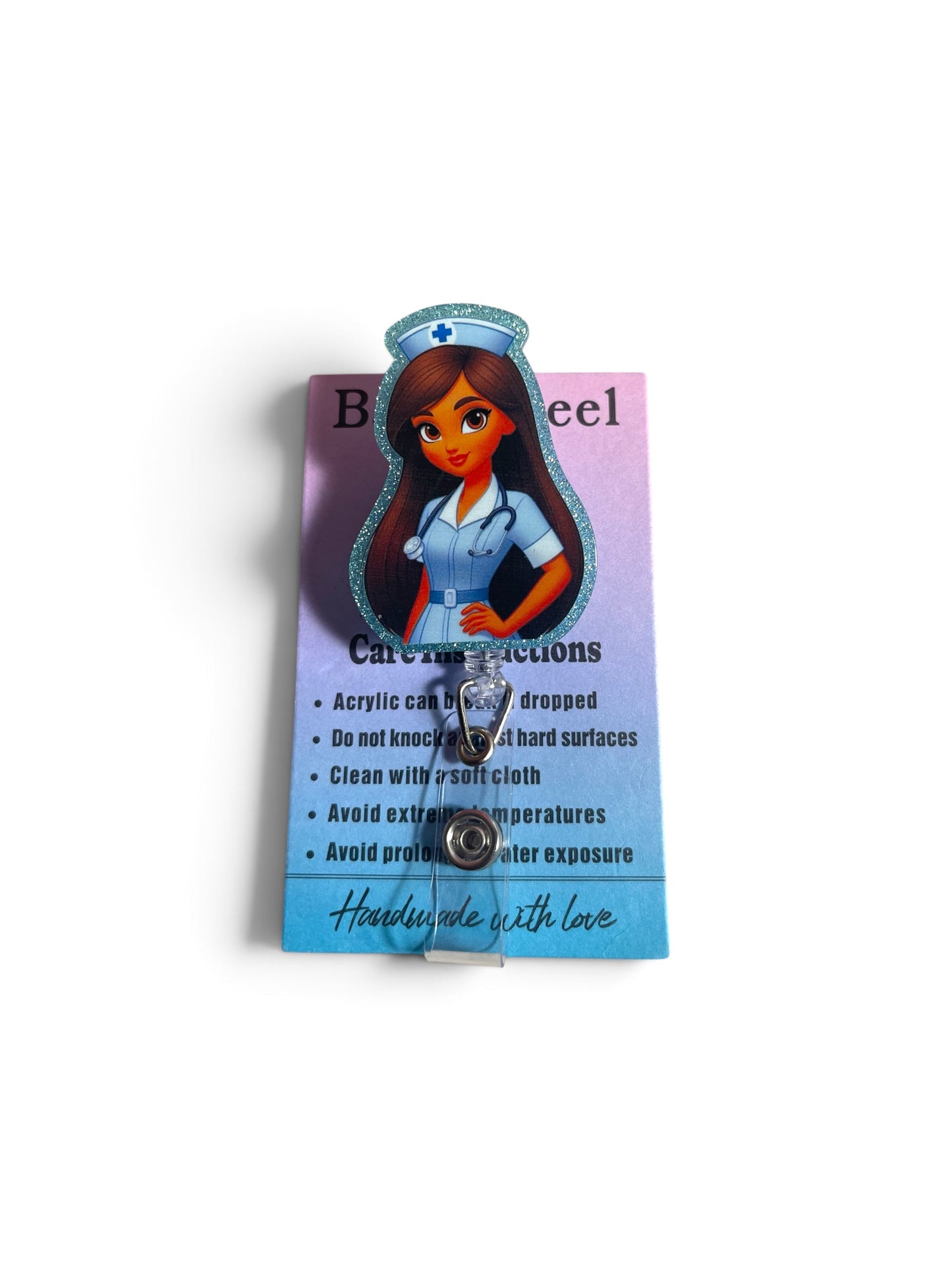Nurse Blue Scrubs Badge Reel