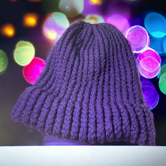 Dark Purple Handmade Knitted Hat