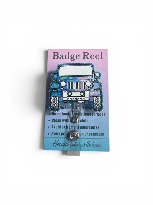 Blue Tie Die Jeep Badge Reel