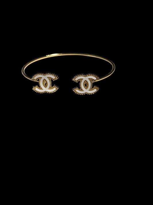 Gold abs White C C Fashion Bracelet