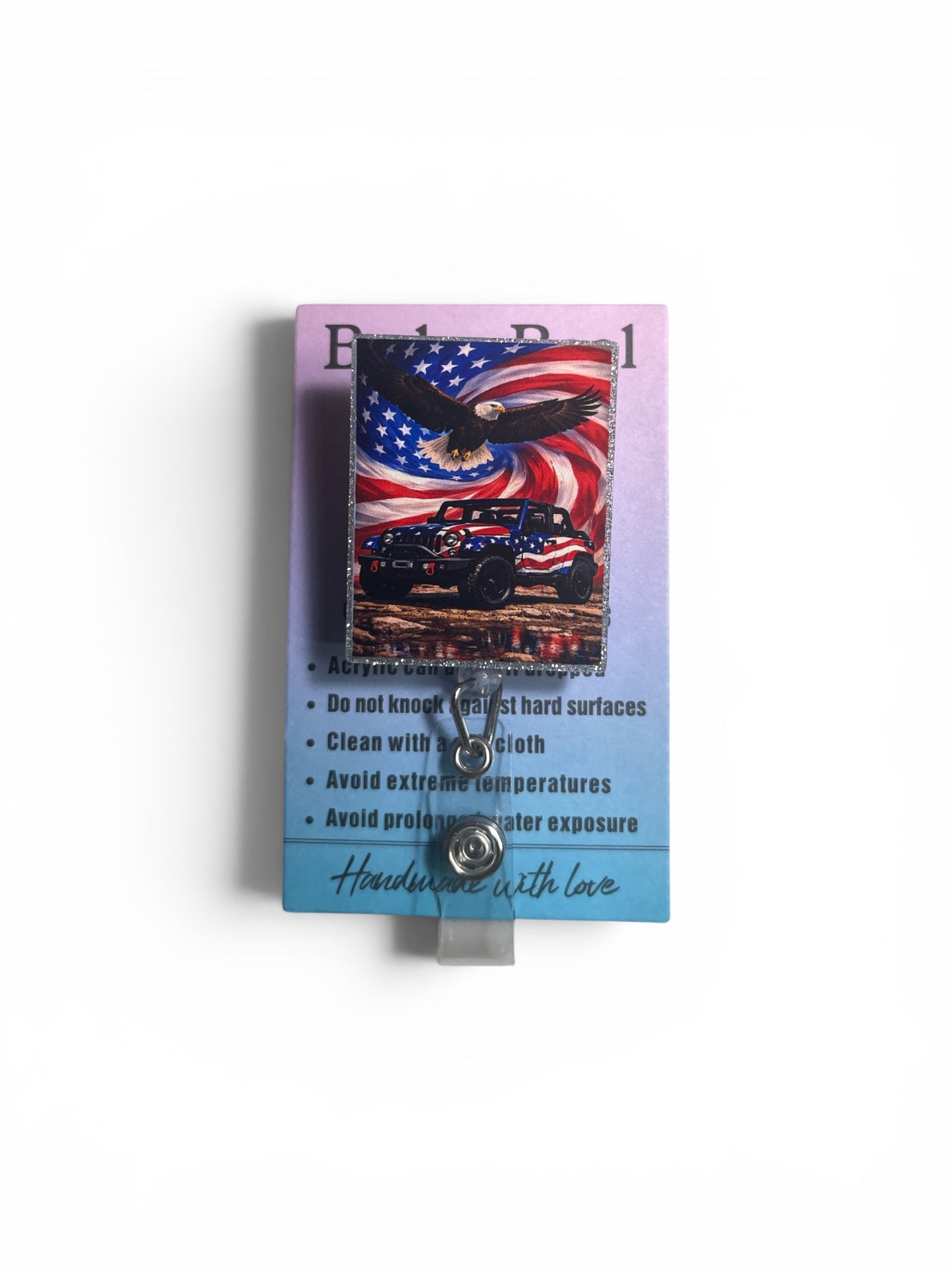 American Flag Jeep Badge Reel