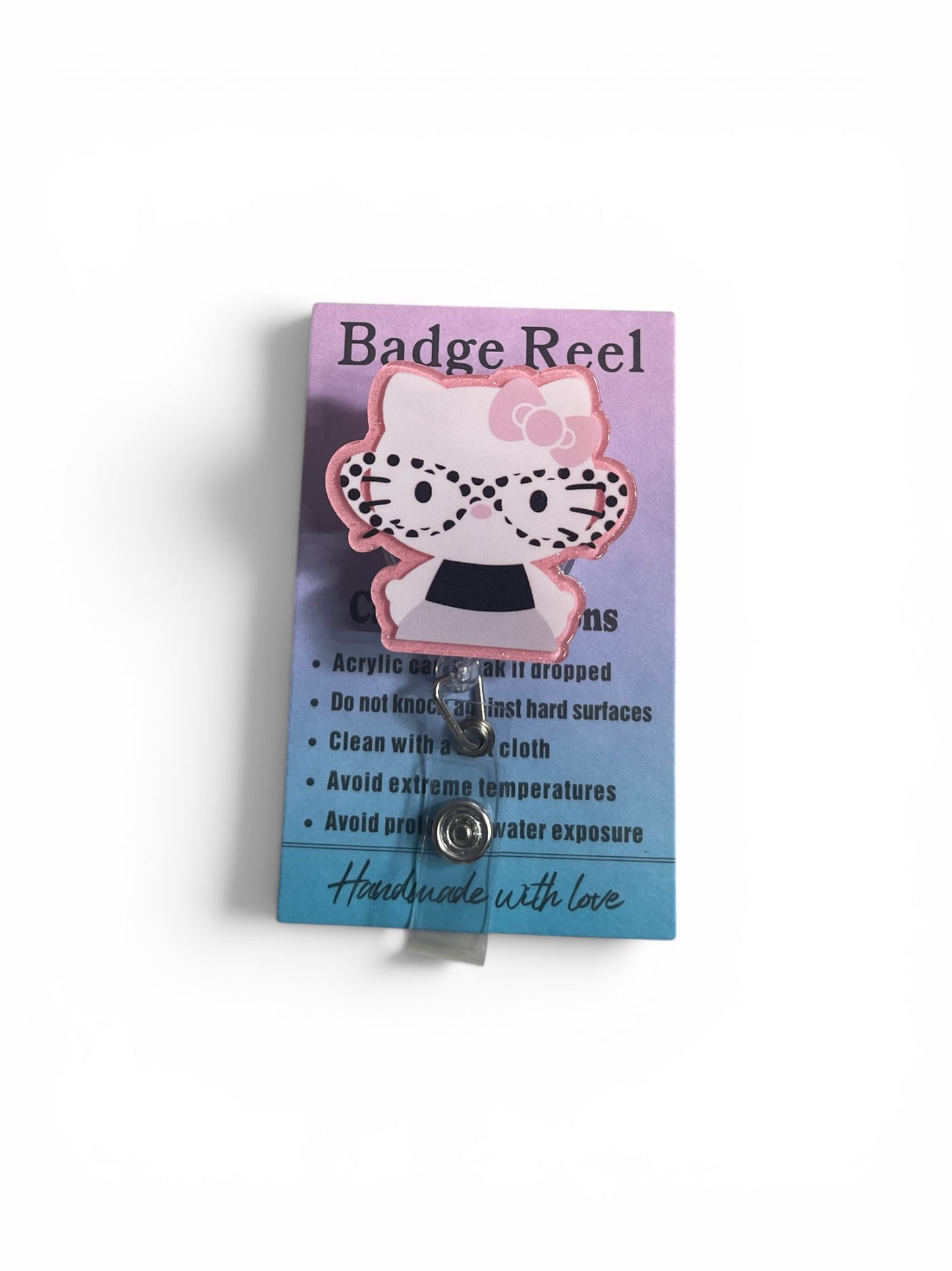 Hello Kitty with Glasses Badge Reel