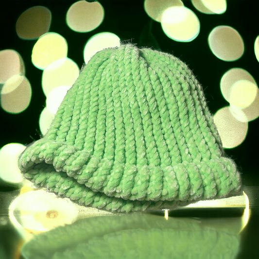 Lime Green Soft Handmade Knitted Hat