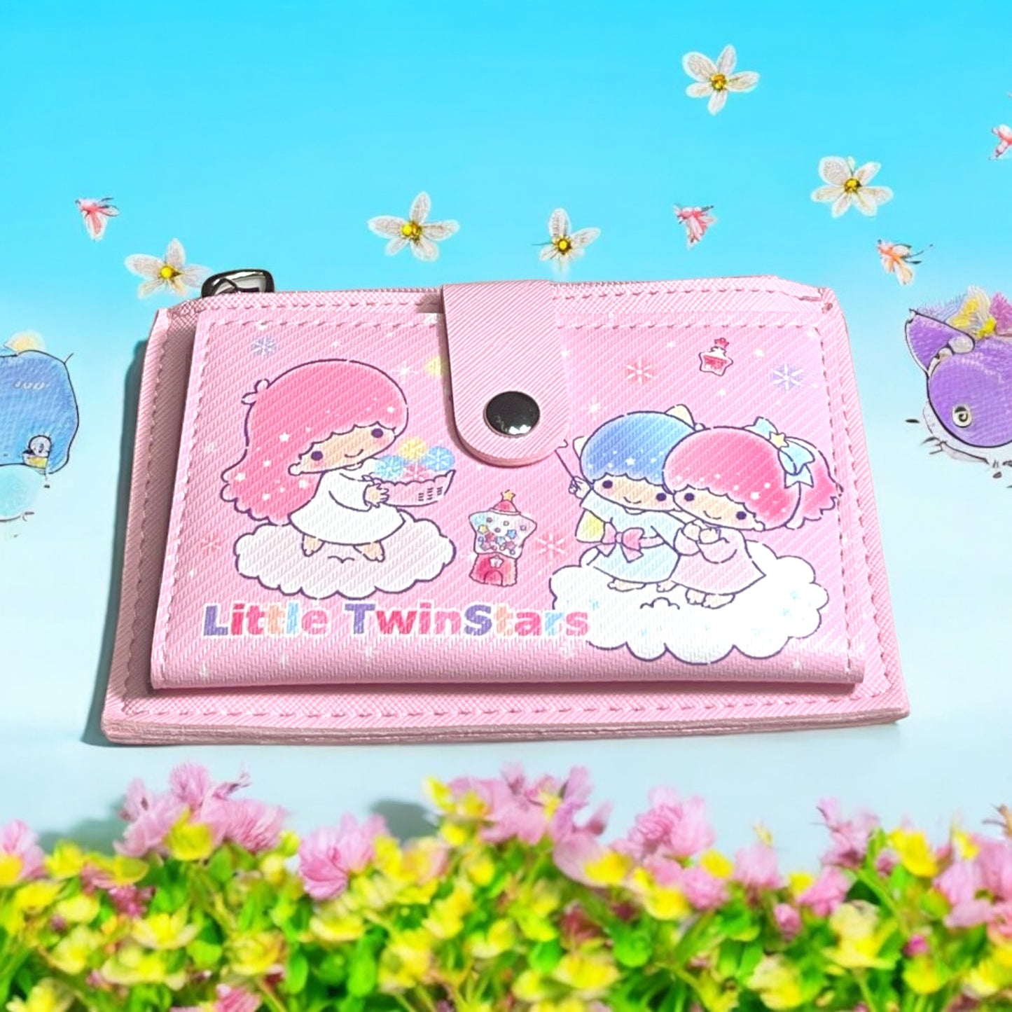 Hello Kitty and Friends Wallet with Zippered pouch and Snap holder for cards.