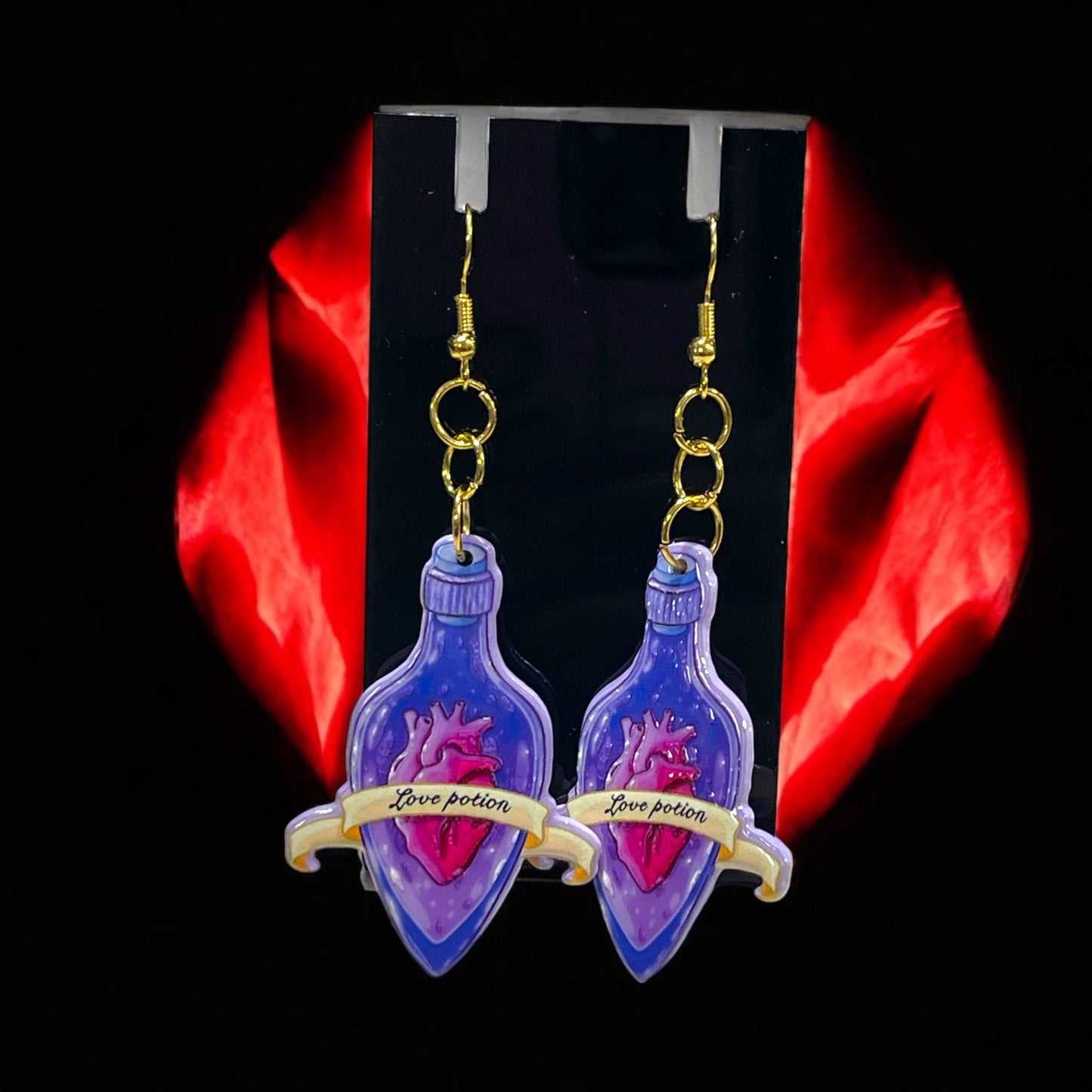 Halloween and Gothic Love Potion Earrings