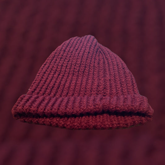 X-Large Maroon Handmade Knitted Hat