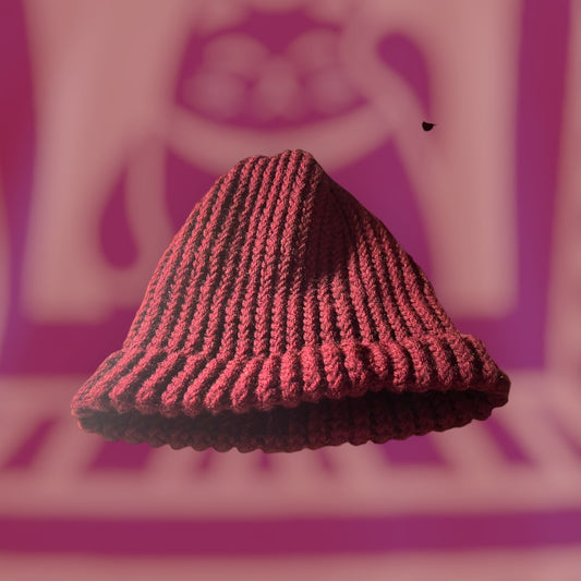 Handmade  Maroon Knitted Hat