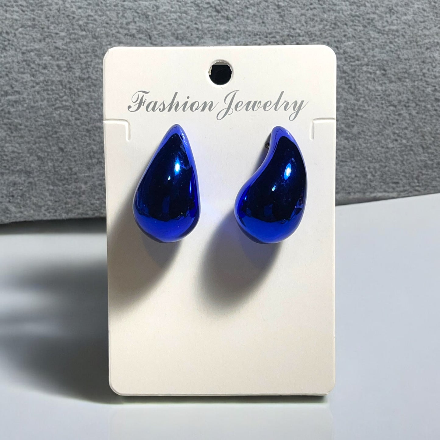 Elegant Water Drop Shaped Metallic Color Stud Earrings