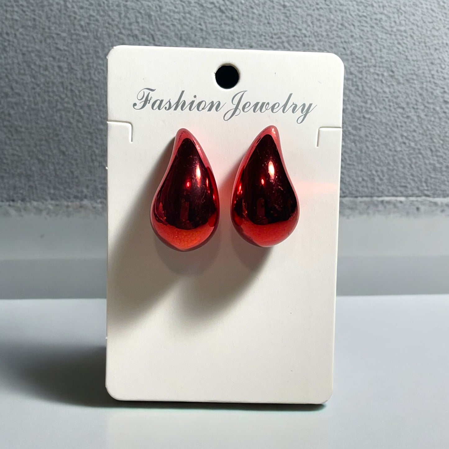 Elegant Water Drop Shaped Metallic Color Stud Earrings