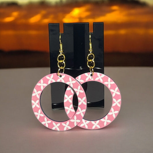 Pink Circle Earrings