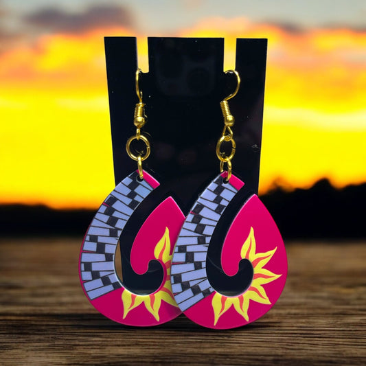 Pink Sun Inspired Earrings Gold