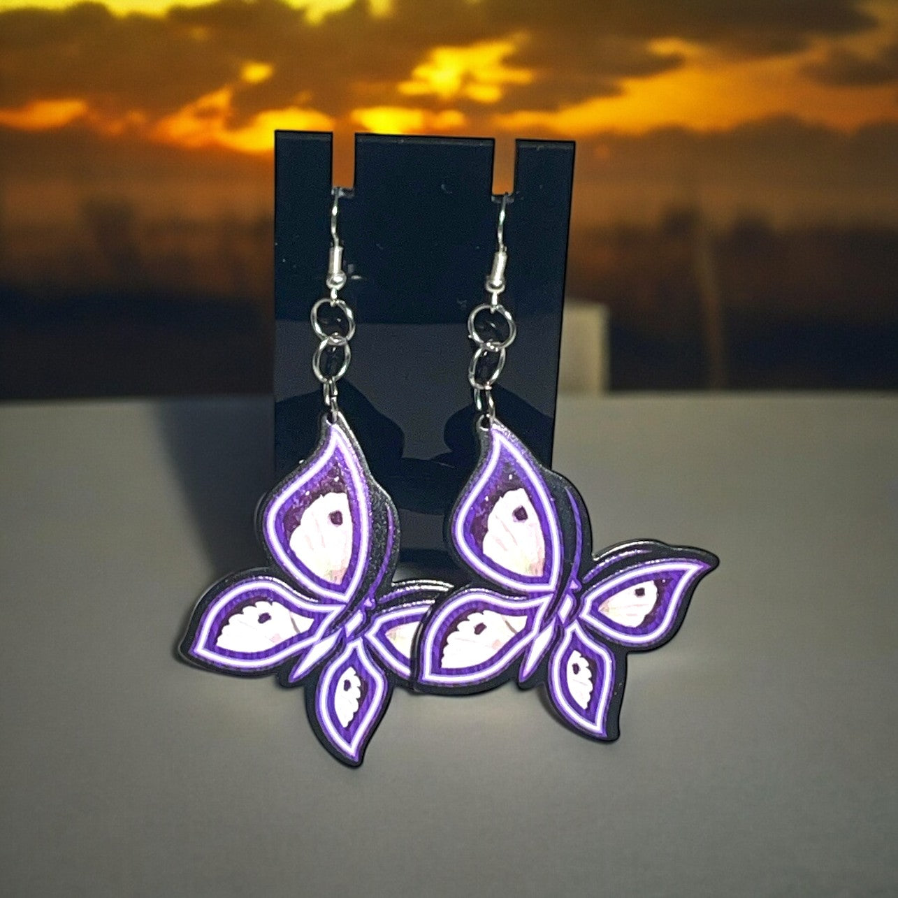 Purple Butterfly Earrings