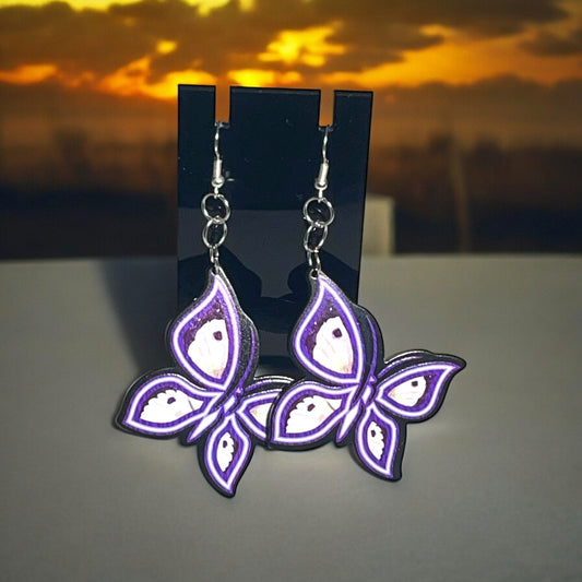 Purple Butterfly Earrings