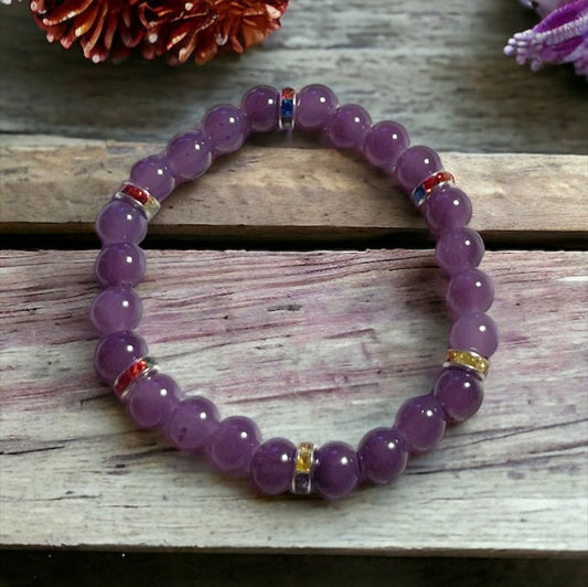Purple Bracelet handmade with glass beads.