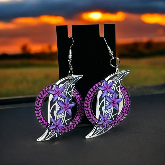 Purple, Black and White Tribal Inspired Earrings