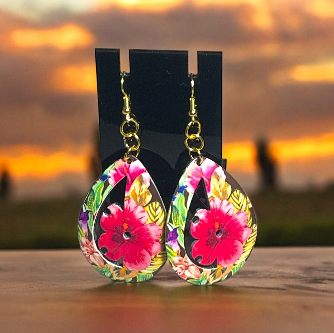 Red Floral Earrings