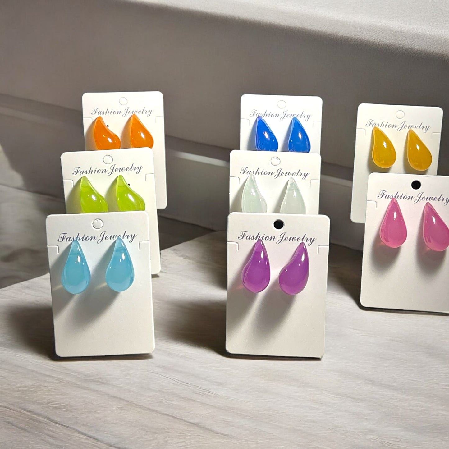 Elegant Water Drop Shaped Solid Color Stud Earrings