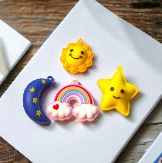 Silicone Moon, Stars, Sun, and Rainbow Pendant