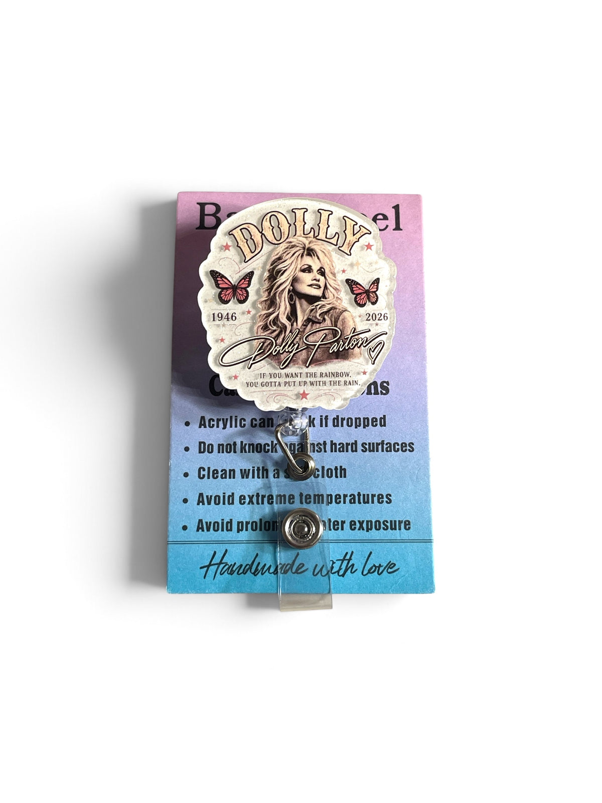 Dolly Parton Badge Reel Butterflies